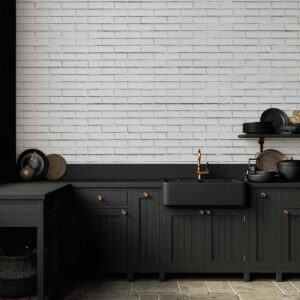 Fotobehang - Snow Brick - Pattern Imitating a Brick Wall in White