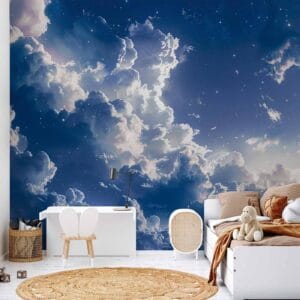 Fotobehang - Starry Clouds and Delicate Light Over a Corner of the Sky