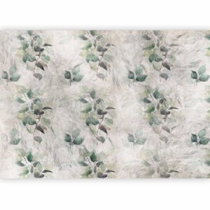 Fotobehang - Statue of nature - plant motif with green leaves with grey patterns