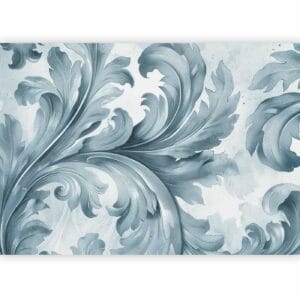 Fotobehang - Stone Baroque Ornaments in Light Shades of Gray-Blue