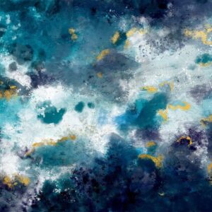 Fotobehang - Stormy ocean - abstract blue composition in watercolour style