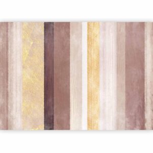 Fotobehang - Striped pattern - abstract background in stripes of different colours with gold pattern