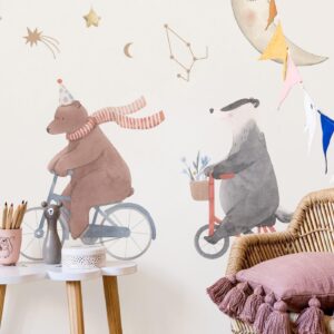 Fotobehang - Subtle Animals Among the Stars (Watercolour)