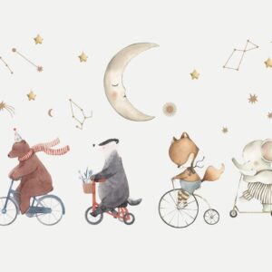 Fotobehang - Subtle Animals Among the Stars (Watercolour)
