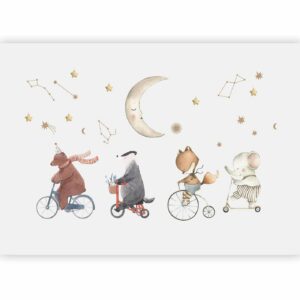 Fotobehang - Subtle Animals Among the Stars (Watercolour)