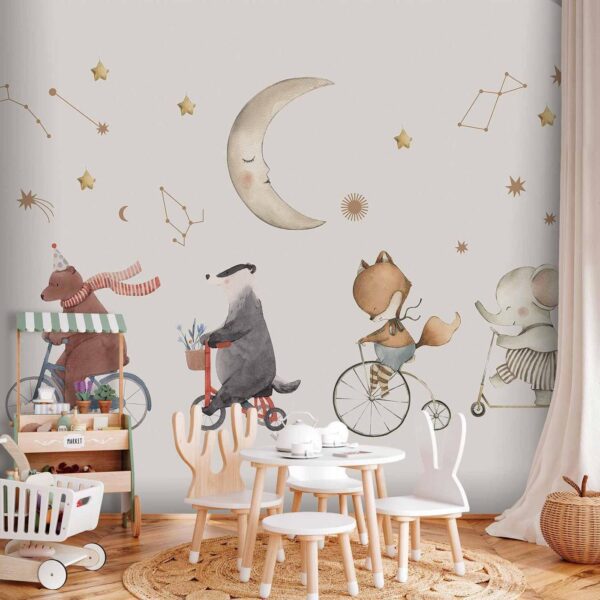 Fotobehang - Subtle Animals Among the Stars (Watercolour)