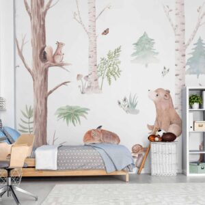 Fotobehang - Subtle Illustration With Forest Animals