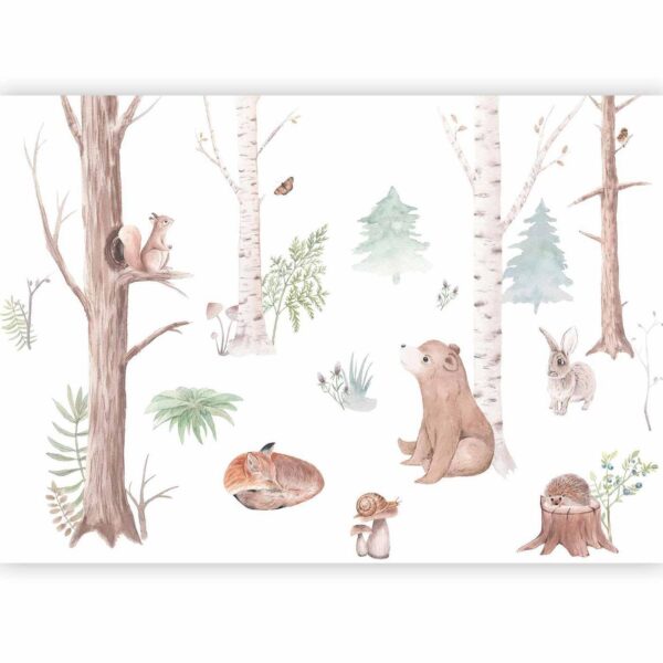 Fotobehang - Subtle Illustration With Forest Animals