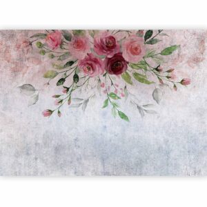 Fotobehang - Summer bloom - plant motif with flowers and leaves in pink tones
