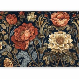 Fotobehang - Tapestry Large Flowers Retro Floral Motif in Kilim Style