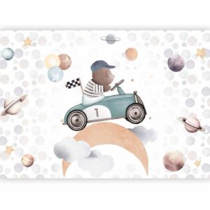 Fotobehang - Teddy Bear in a Racing Car