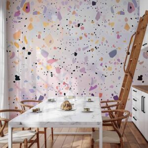 Fotobehang - Terrazzo in Confetti Style Violet-Pink Colorful Pattern