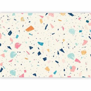 Fotobehang - Terrazzo with Multicolored Large Elements Cheerful Pattern on a Light Background