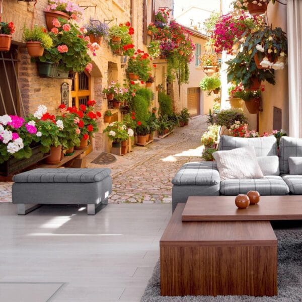 Fotobehang - The Alley in Spello (Italy)