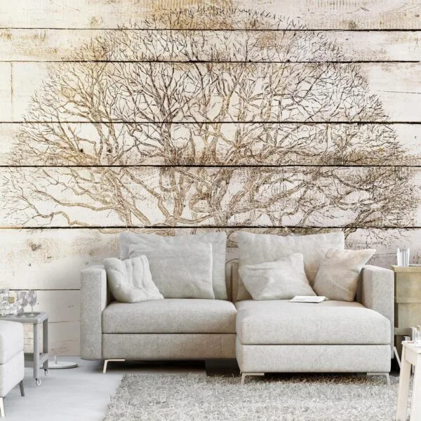 Fotobehang - Tree on Boards