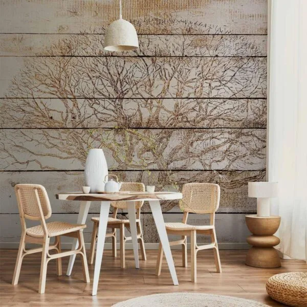 Fotobehang - Tree on Boards