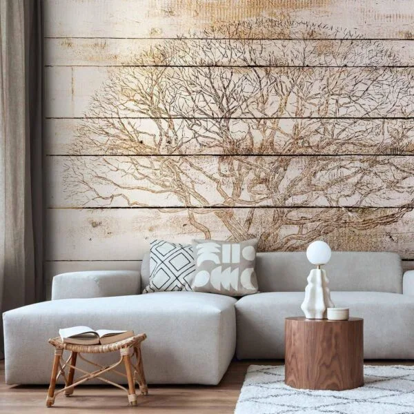 Fotobehang - Tree on Boards
