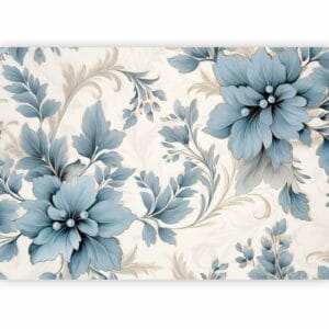 Fotobehang - Turquoise Flowers in Retro Ambience - Floristic Ornaments