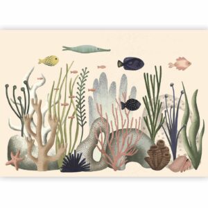 Fotobehang - Underwater World - Fish and Corals in Pastel Colours
