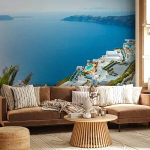 Fotobehang - View on Santorini