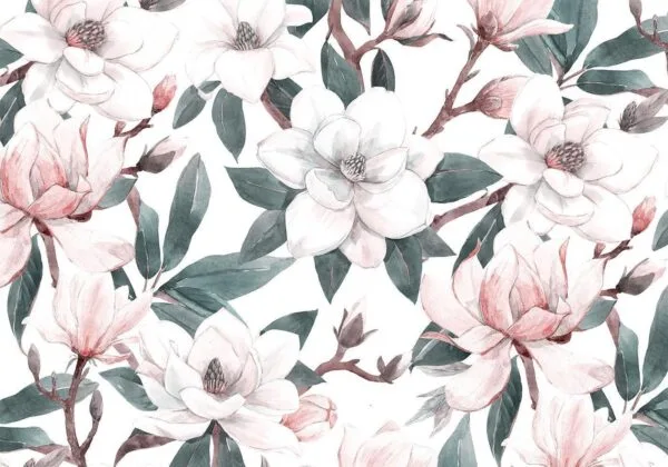 Fotobehang - Watercolor Magnolias - Second Variant