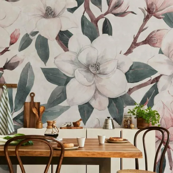 Fotobehang - Watercolor Magnolias - Second Variant