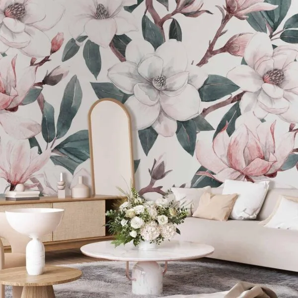 Fotobehang - Watercolor Magnolias - Second Variant