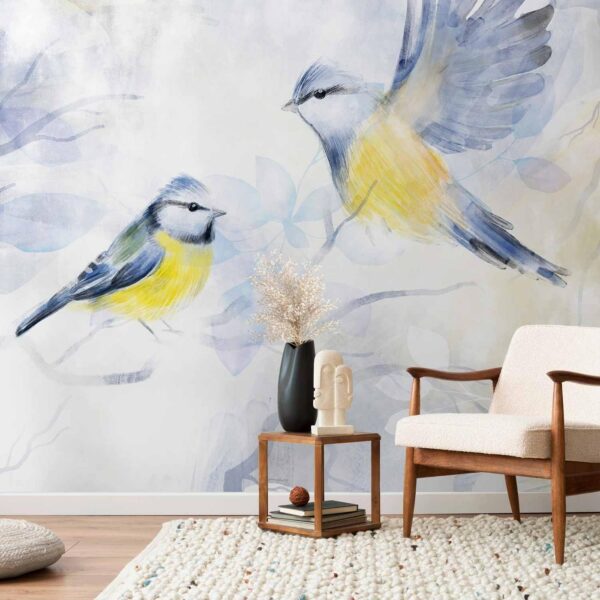 Fotobehang - Watercolor Tit - First Variant