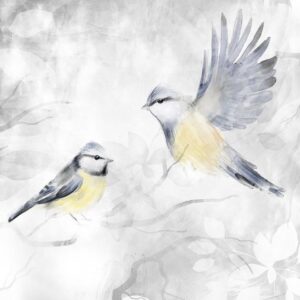 Fotobehang - Watercolor Tit - Second Variant