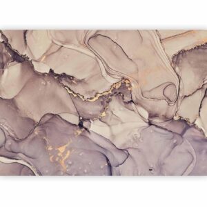 Fotobehang - Watercolour Abstraction - Powder Pink Marble With Gold Accents