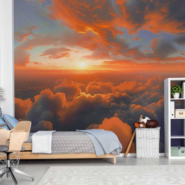 Fotobehang - When Dawn Tickles the Clouds: A Spectacle of Colors on the Morning Sky