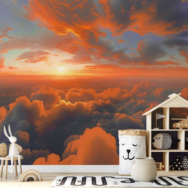 Fotobehang - When Dawn Tickles the Clouds: A Spectacle of Colors on the Morning Sky