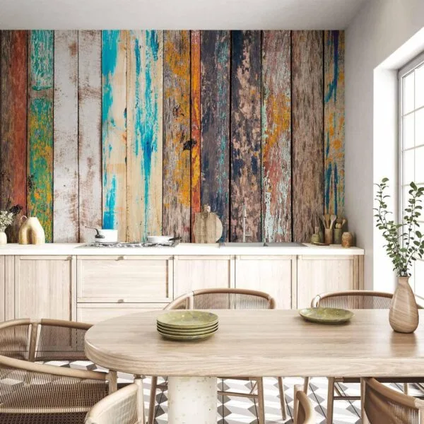 Fotobehang - Wooden Rainbow
