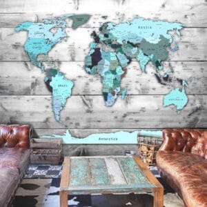 Fotobehang - World Map: Blue Continents