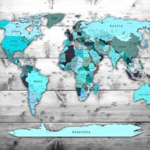 Fotobehang - World Map: Blue Continents