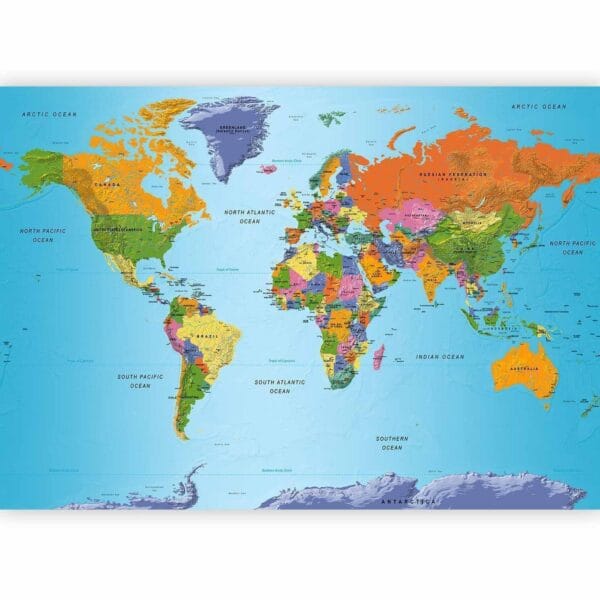 Fotobehang - World Map: Colourful Geography