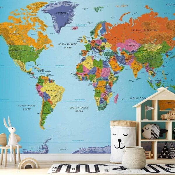 Fotobehang - World Map: Colourful Geography