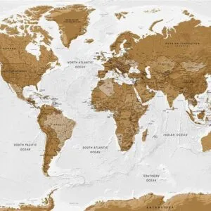 Fotobehang - World Map: White Oceans