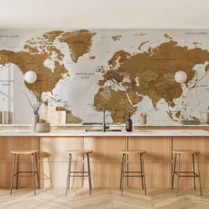 Fotobehang - World Map: White Oceans