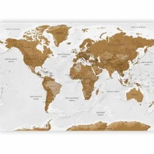Fotobehang - World Map: White Oceans