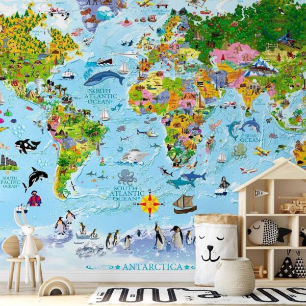 Fotobehang - World Map for Kids