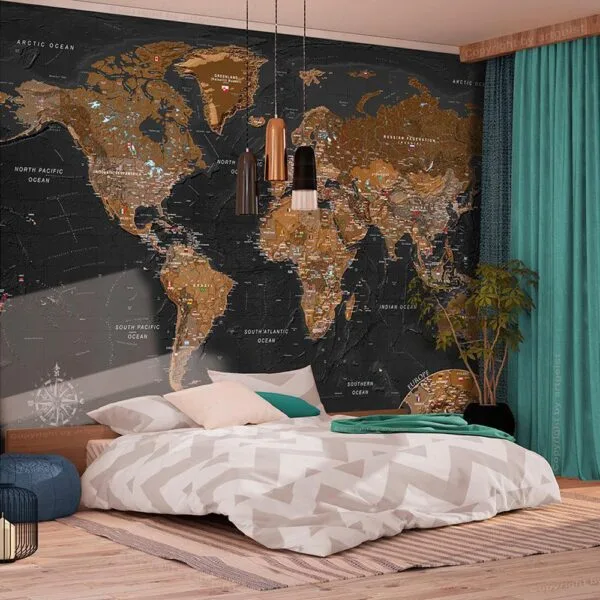 Fotobehang - World: Stylish Map
