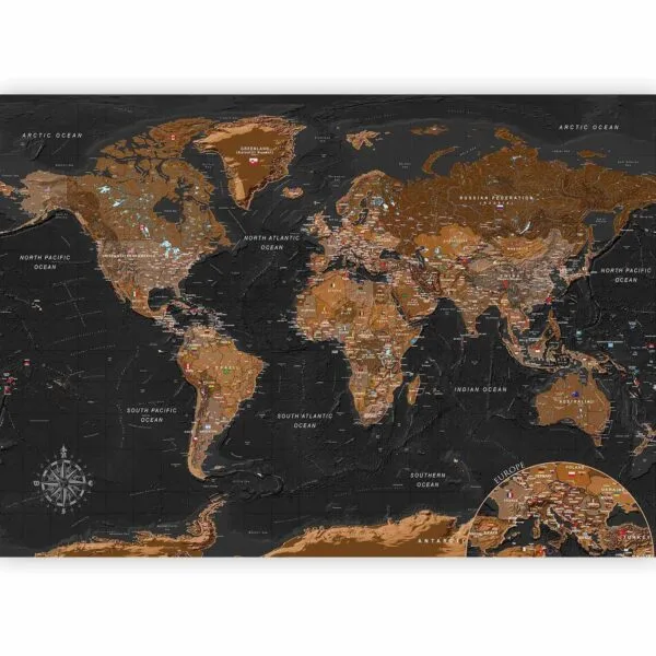 Fotobehang - World: Stylish Map
