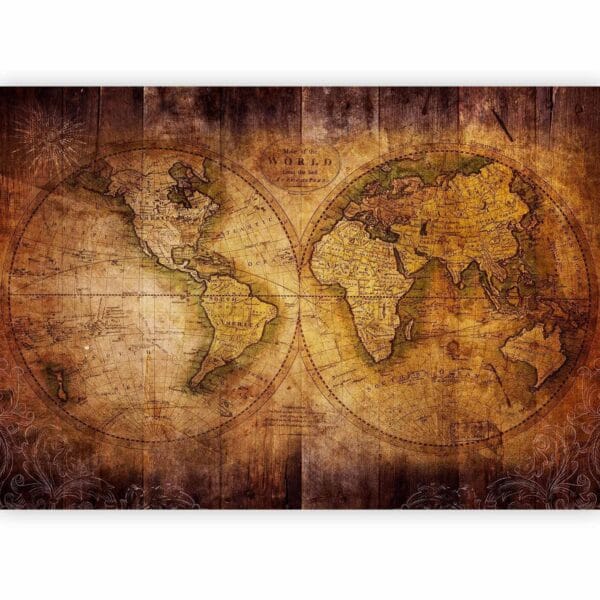 Fotobehang - World on old map