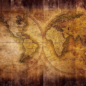 Fotobehang - World on old map