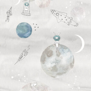 Fotobehang INK7629 Sofie & Junar Too the Mooon, Grey
