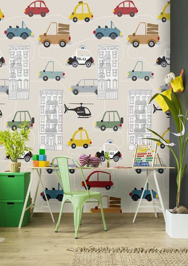 Fotobehang INK7640 Sofie & Junar Traffic, Color