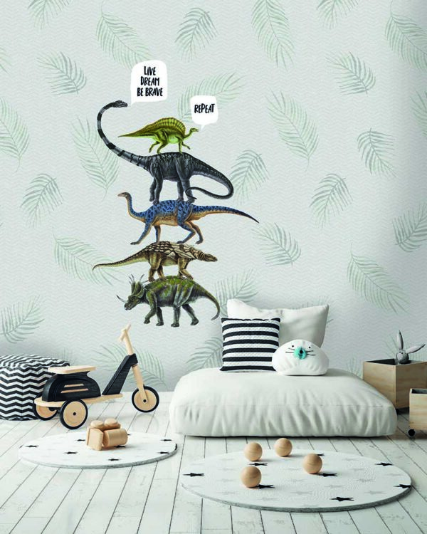 Fotobehang INK7641 Sofie & Junar Live, Dream, Be Brave, Gray