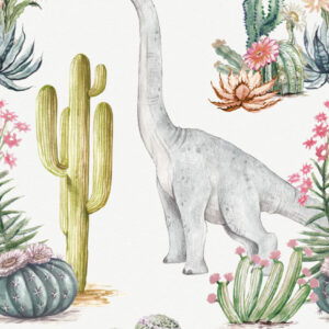 Fotobehang INK7660 Sofie & Junar Jungle Dino Tour, Pastel