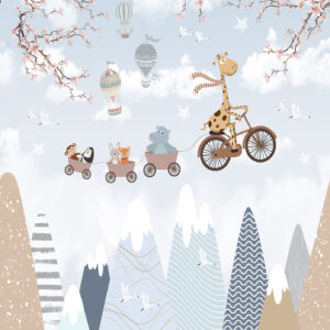 Fotobehang Flying Cyclist Cute Walls CW6033-1